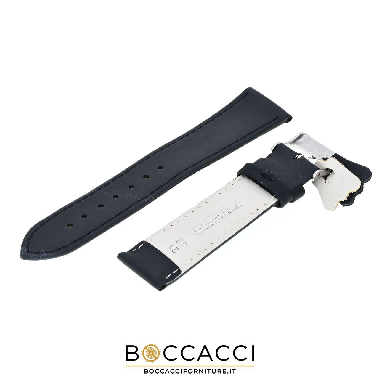 DILOY Cinturino 14mm Nero in Pelle Liscio non Imbottito (NEW)