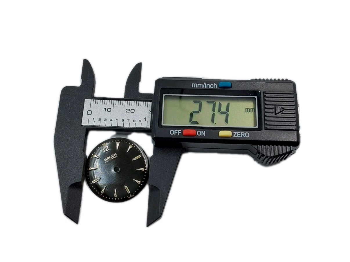 Gruen 27.4mm Raised Numbers Black Auto Wind Swiss Wristwatch Dial Only 1911