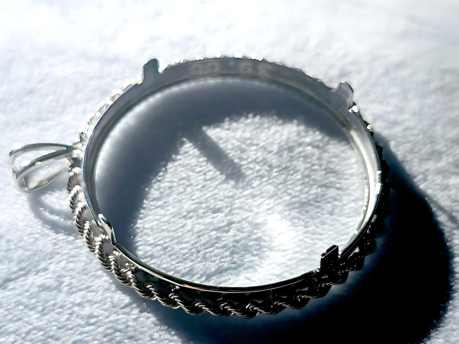 925 Sterling Silver Prong Back Illusion Rope Bezel for 39mm Coins Mexican Cien