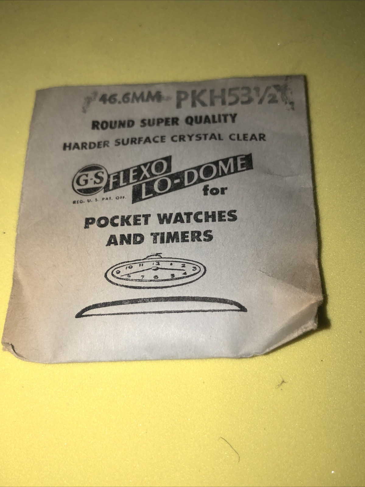 Vintage NOS G-S Flexo Lo-Dome Crystals Pocket Watches & Timers PKH 53 1/2 46.6mm