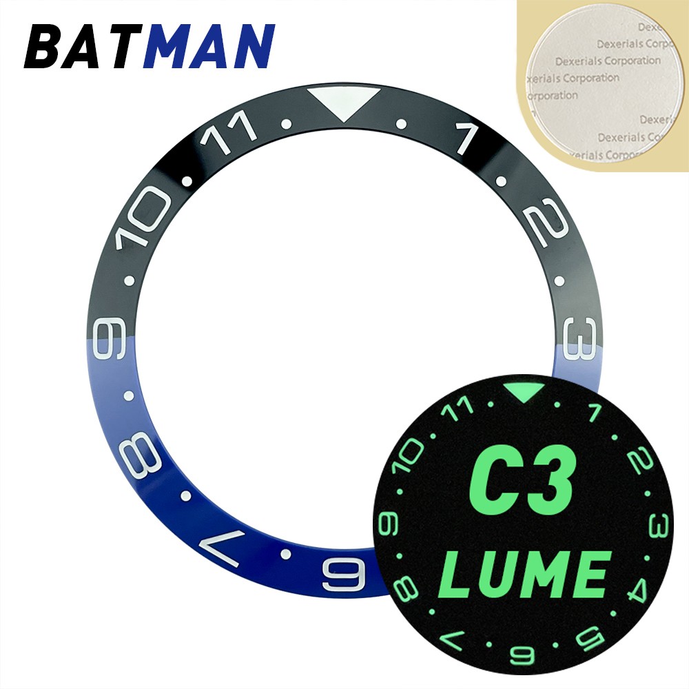 SKX007/009 38mm Slope Ceramic Bezel Insert with GMT Batman 12 Hours C3 BGW9 Lume