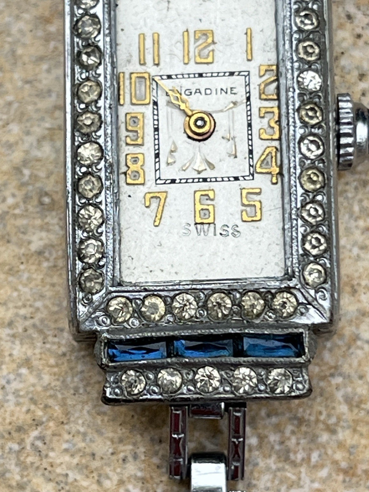Vintage Engadine Ladies Watch w/ Fancy Art Deco Jeweled Case – Parts or Repair