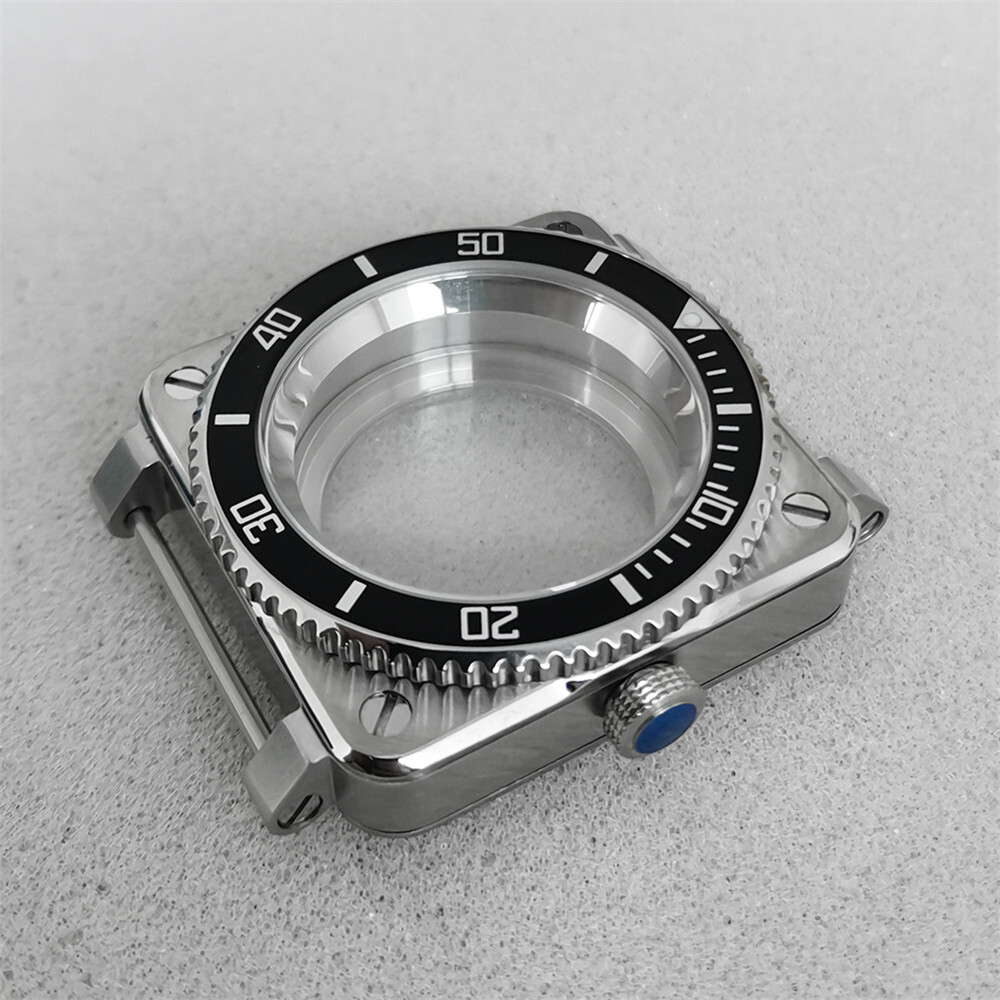 Square Watch Case Stainless Steel Sapphire Glass For NH35/NH36/4R/7S Movement