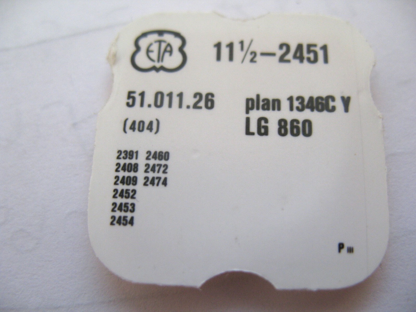 ETA 2451,2391,2408,2409,2452,2453,2454,2460,2472,2474 MALE WINDING STEM PART 404