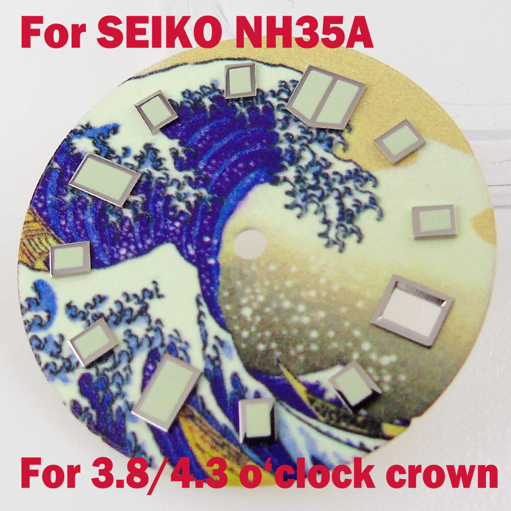 Super Lume 29mm Kanagawa Watch Dial Spare Parts For NH35/NH35A Movement Fit SKX0