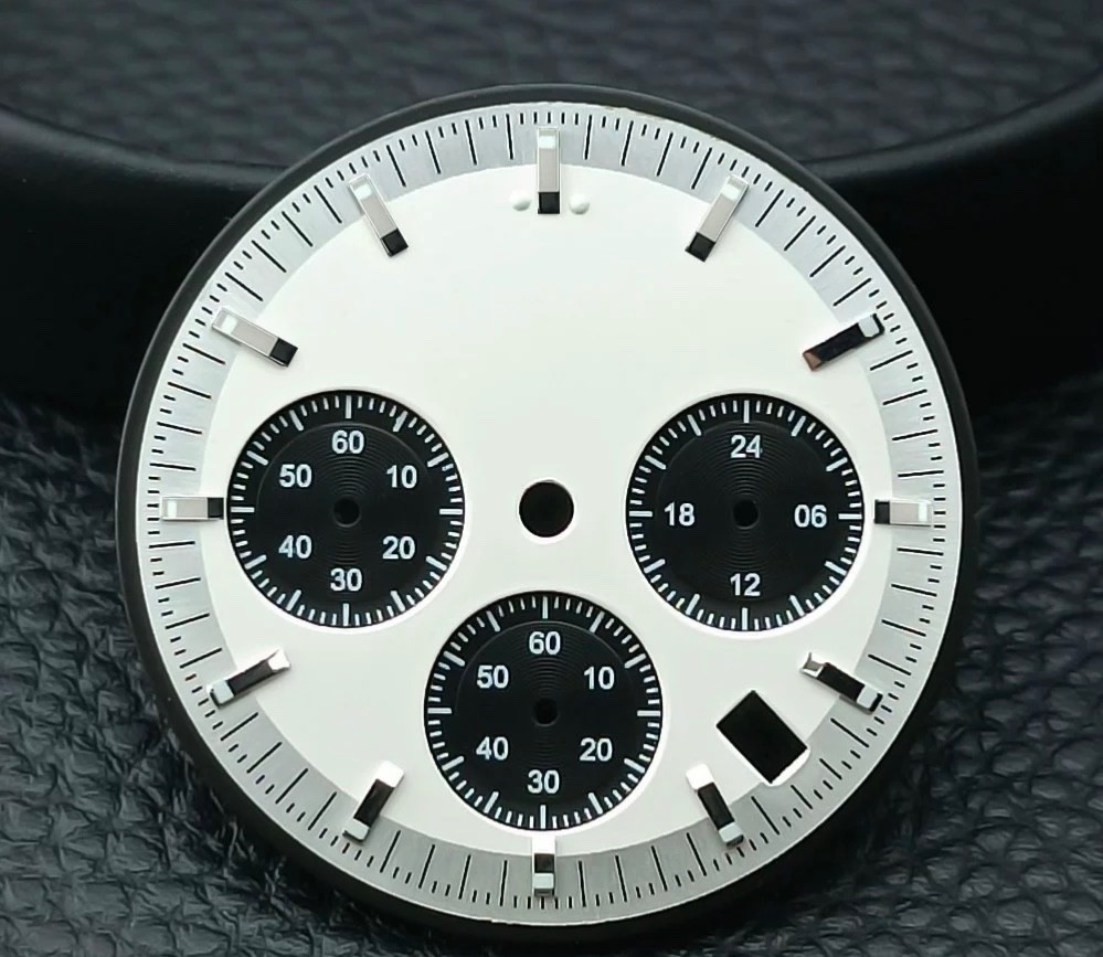 32.5mm Luminous VK63 White Black Watch Dial