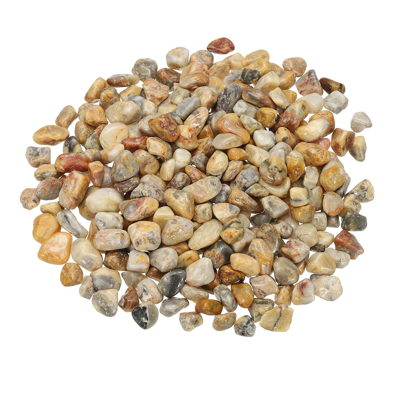 Tumbled Chips Stones, 1lb/500g Fluorite Tumbled Gravel, Yellow White Agate