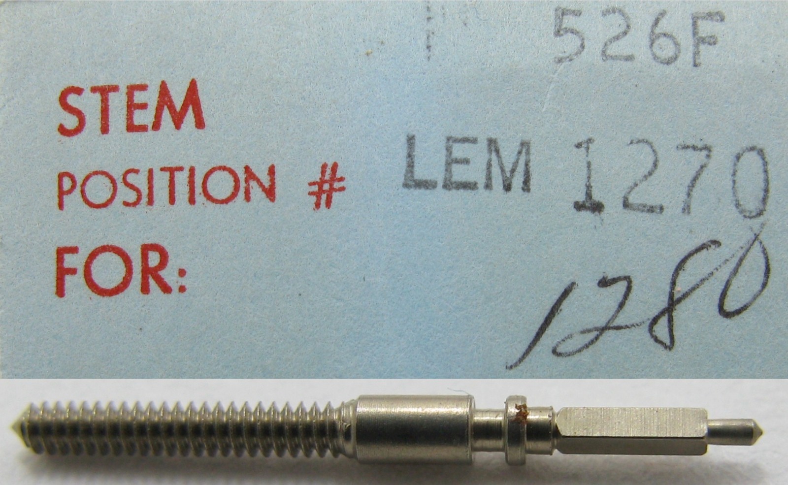 Lemania 1270 watch part movement stem #401 * tap 9 *