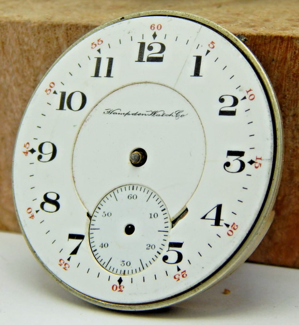 Antique 1902 Hampden Dueber Grand 12s 17j openface gents pocket watch movement