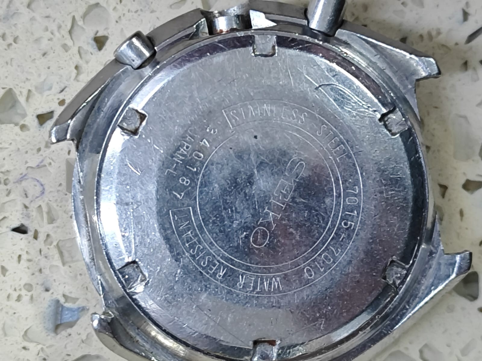 1973 SEIKO SPEED TIMER 7015-7010 SPORTS RALLY CASE &Puch botton &Bezel Used
