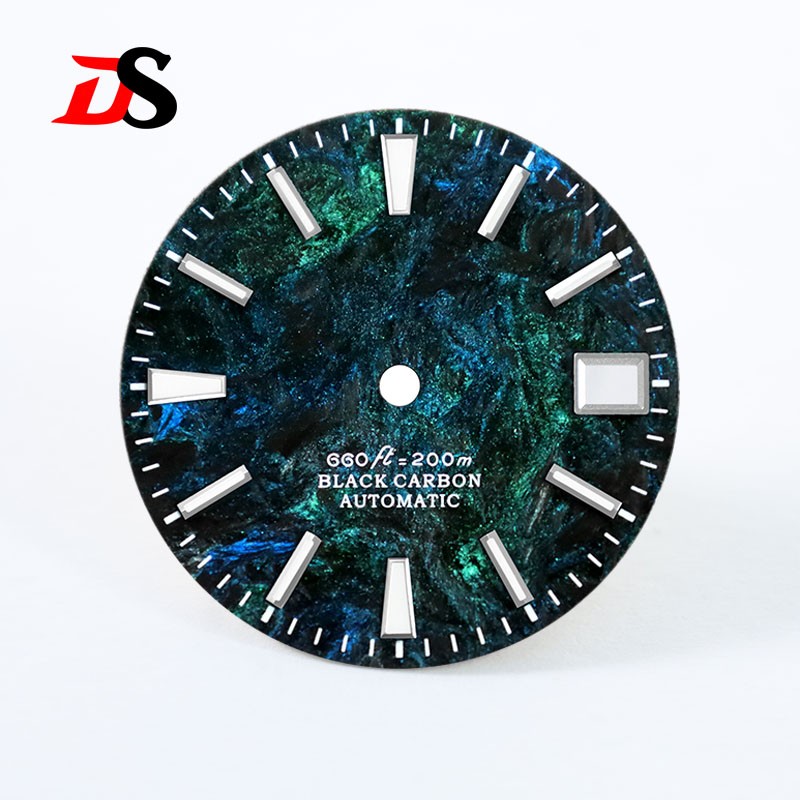 DS Lava Carbon Fiber Blue Lume NH35 NH38 Movement 28.5mm NH34 Can Custom Logo