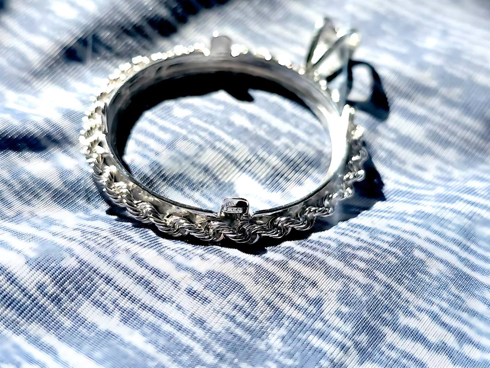 925 Sterling Silver Prong Back Illusion Rope Bezel for 26mm Susan B Anthony
