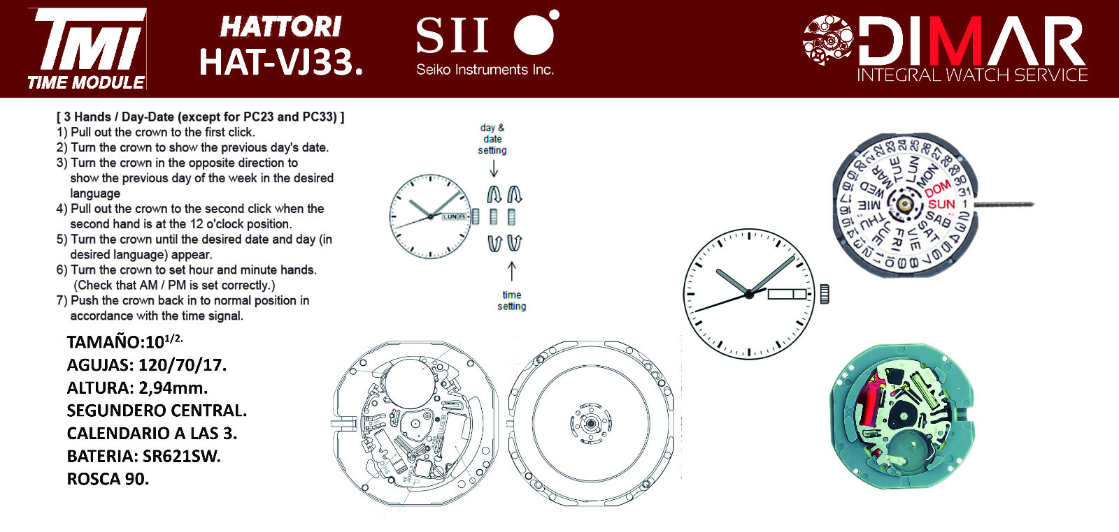 Hattori Movement – TMI – Caliber VJ33.