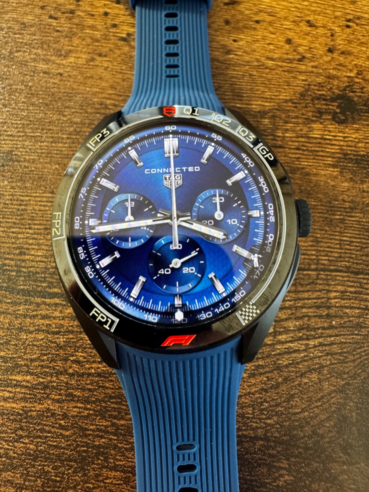Tag Heuer Connected E5 strap. 45mm. New model. non OEM. Navy Blue Rubber.