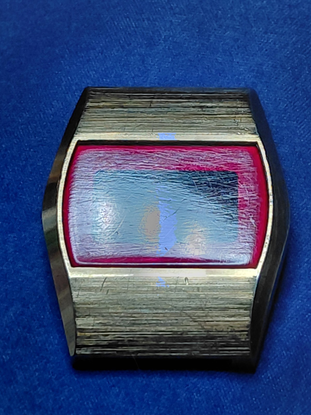 Empty Men’s Goldtone Red LED Screen Watch Case w/Band *Only * Very Clean