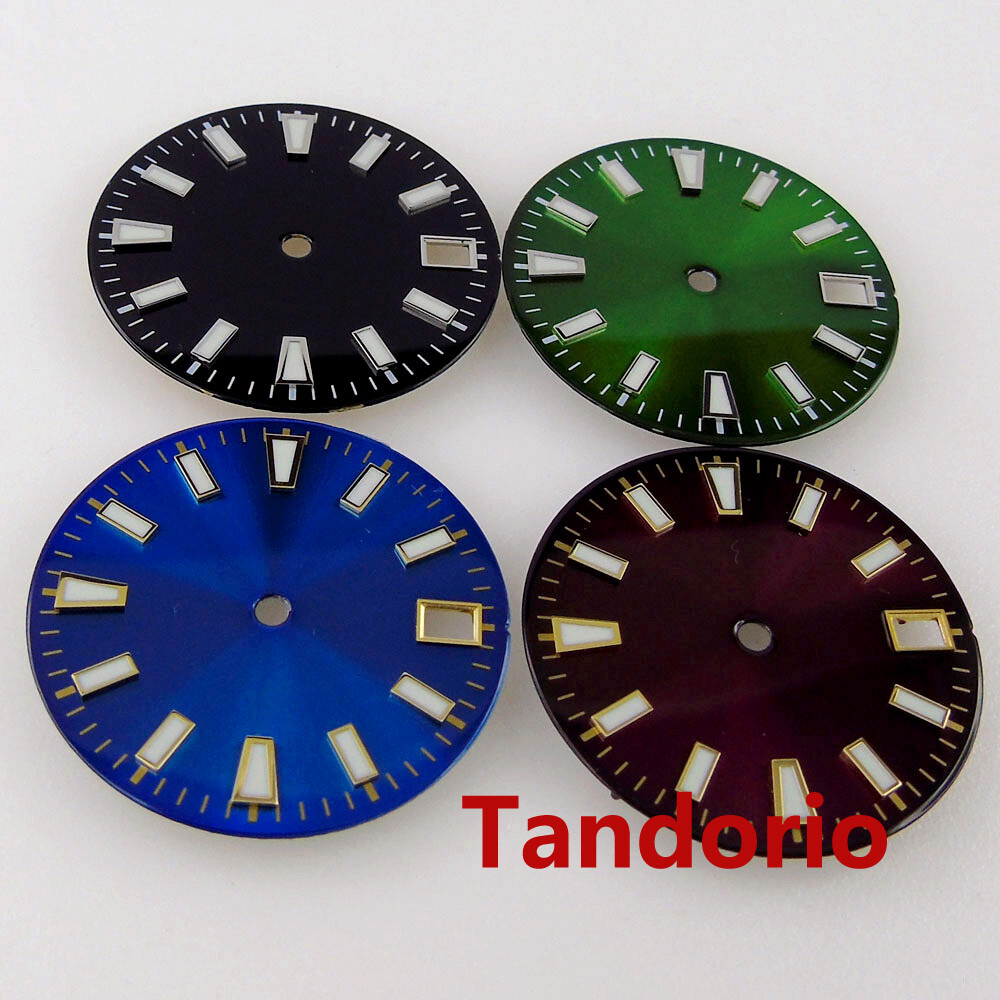 28.5mm Sterile Sunburst Watch Dial Date Lume Fit NH35A NH36A Automatic Movement