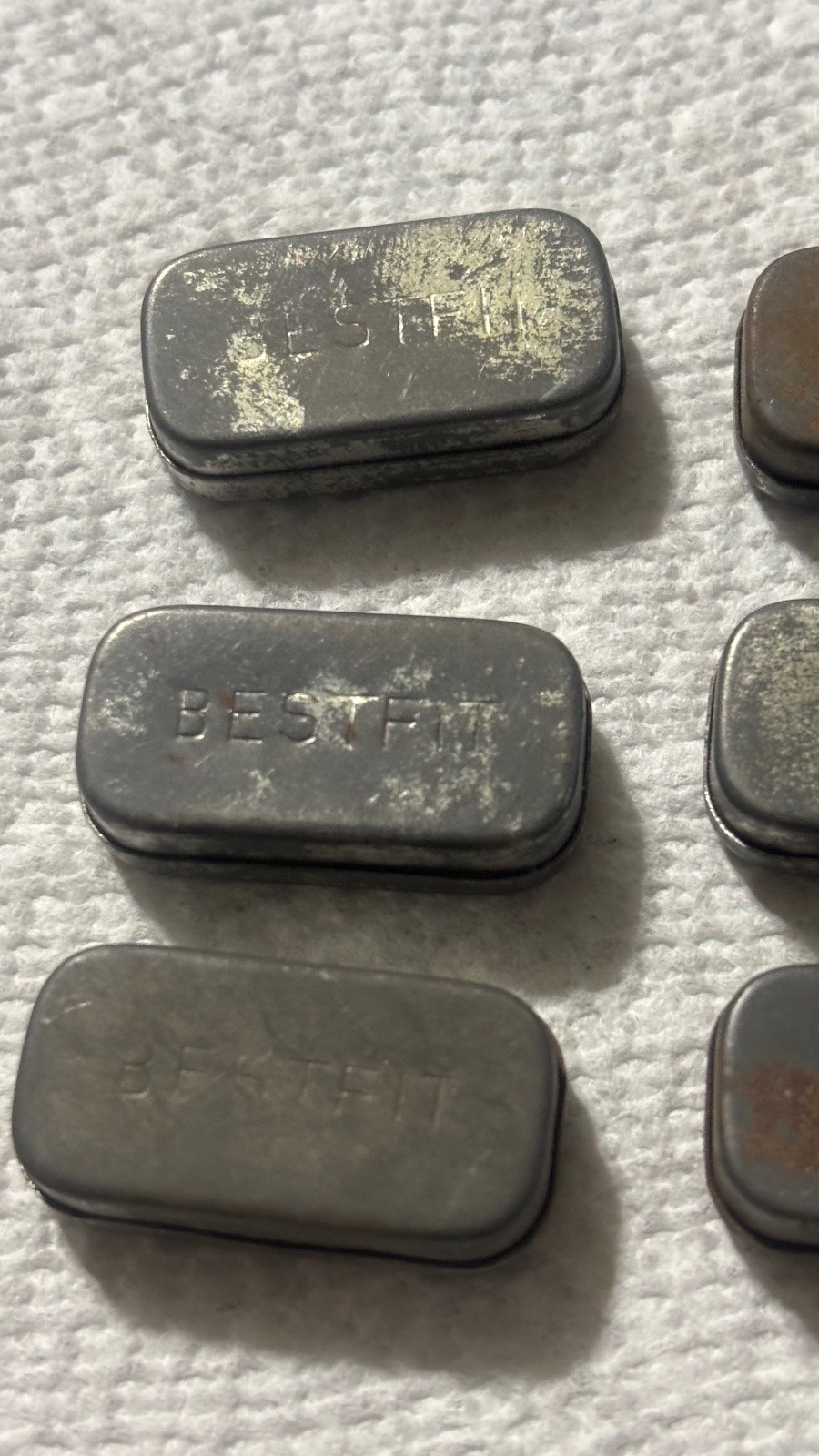 Lot of 6 BESTFIT Rectangular Watch Part Tins Vintage Hardware