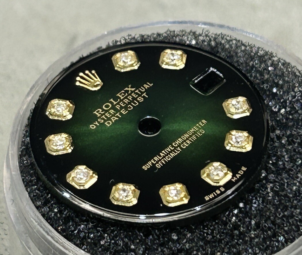 Rolex Ladies Datejust/President Custom Green Vignette Diamond Dial For 26mm