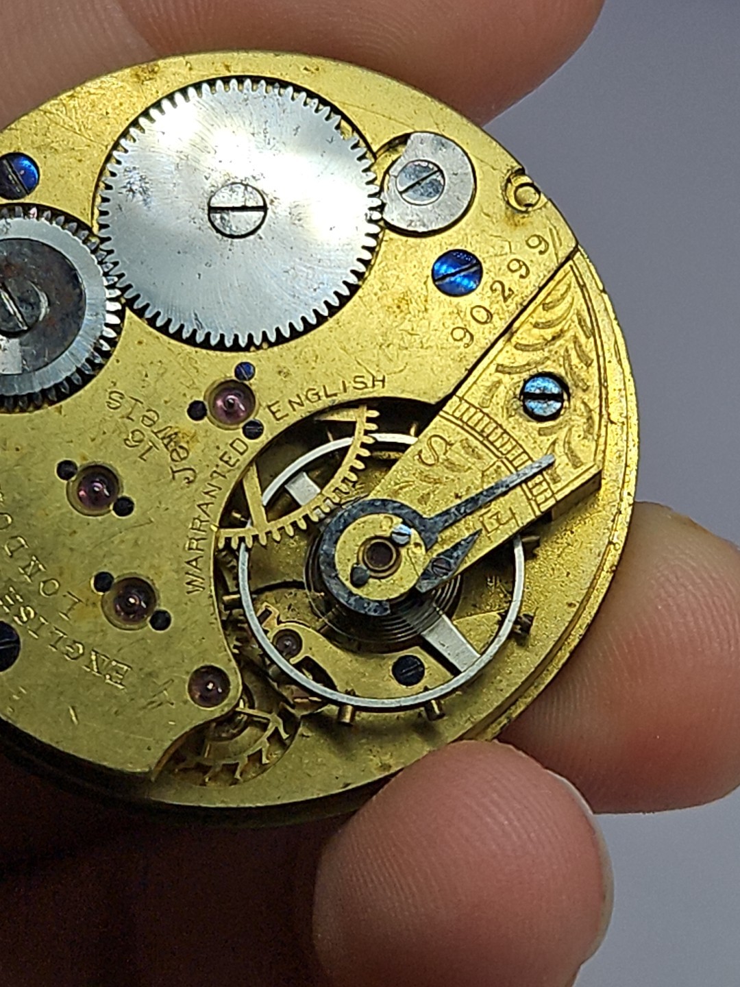 ENGLISH WATCH CO LONDON POCKET WATCH MOVEMENT 16j 43.1mm For Parts/Repair