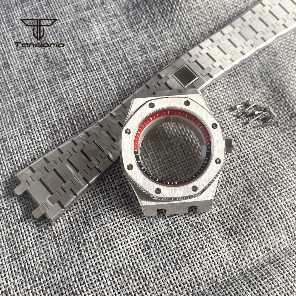 42mm Stainless Steel Watch Case Chapter Ring Sapphire Glass Fit Japan NH35 NH36