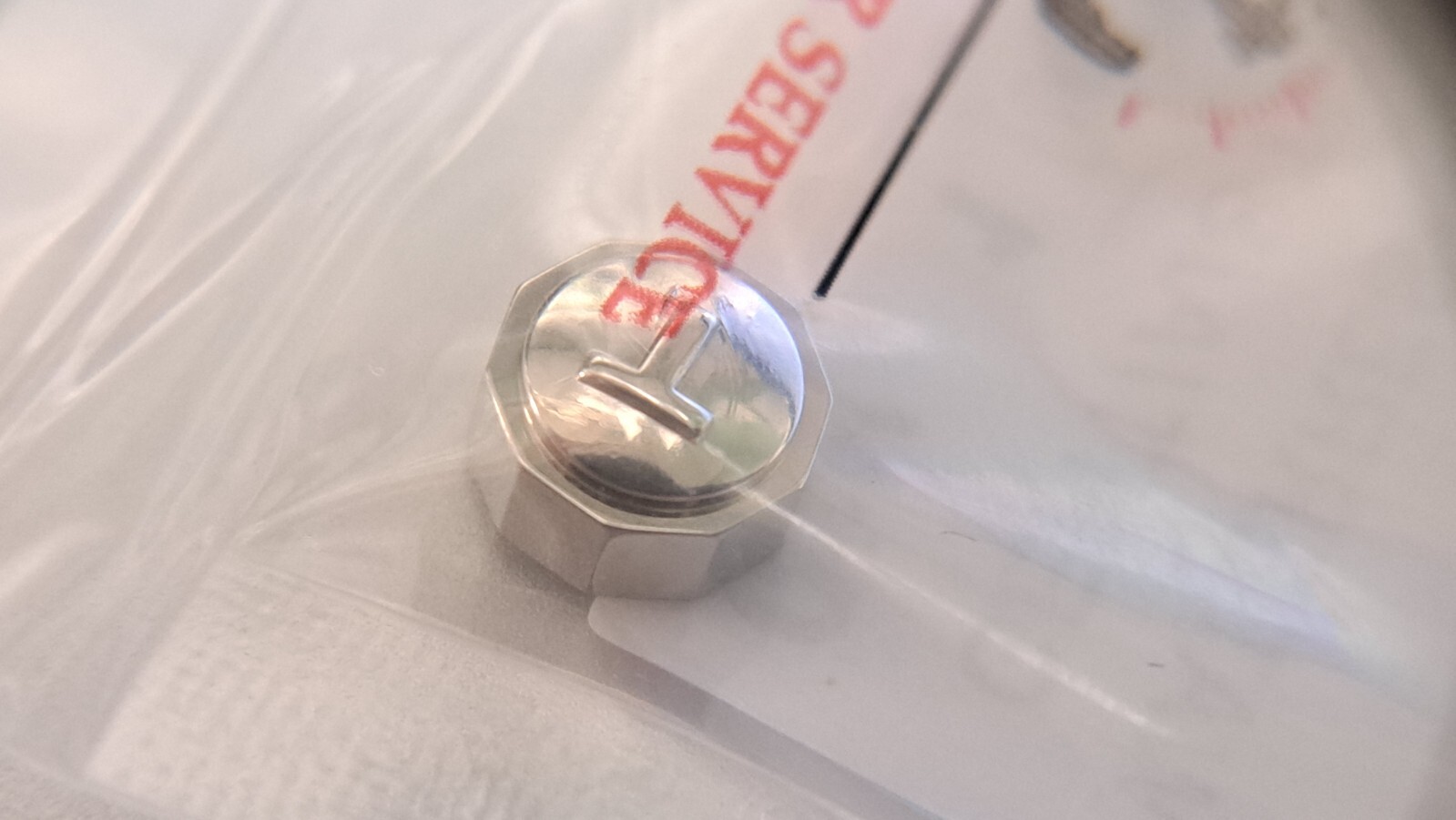 Genuine Tissot CROWN S/S T350020922 WHITE water TUD5 NEW/SEALED approx 6.8mm dia