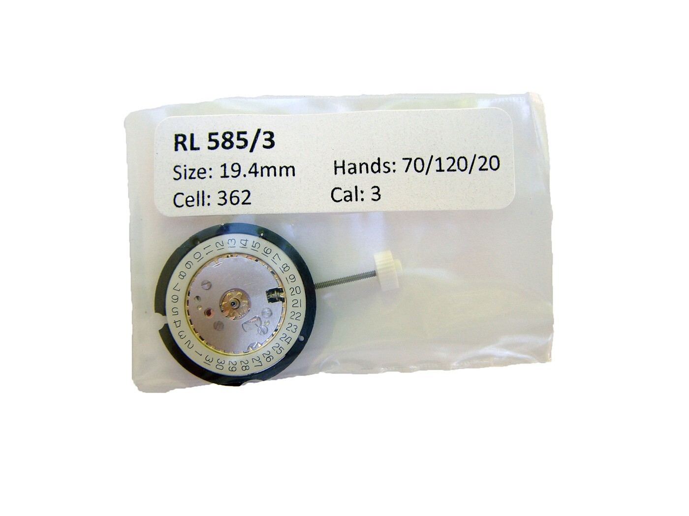 Ronda 585 Watch Movement Date @ 3 O’Clock