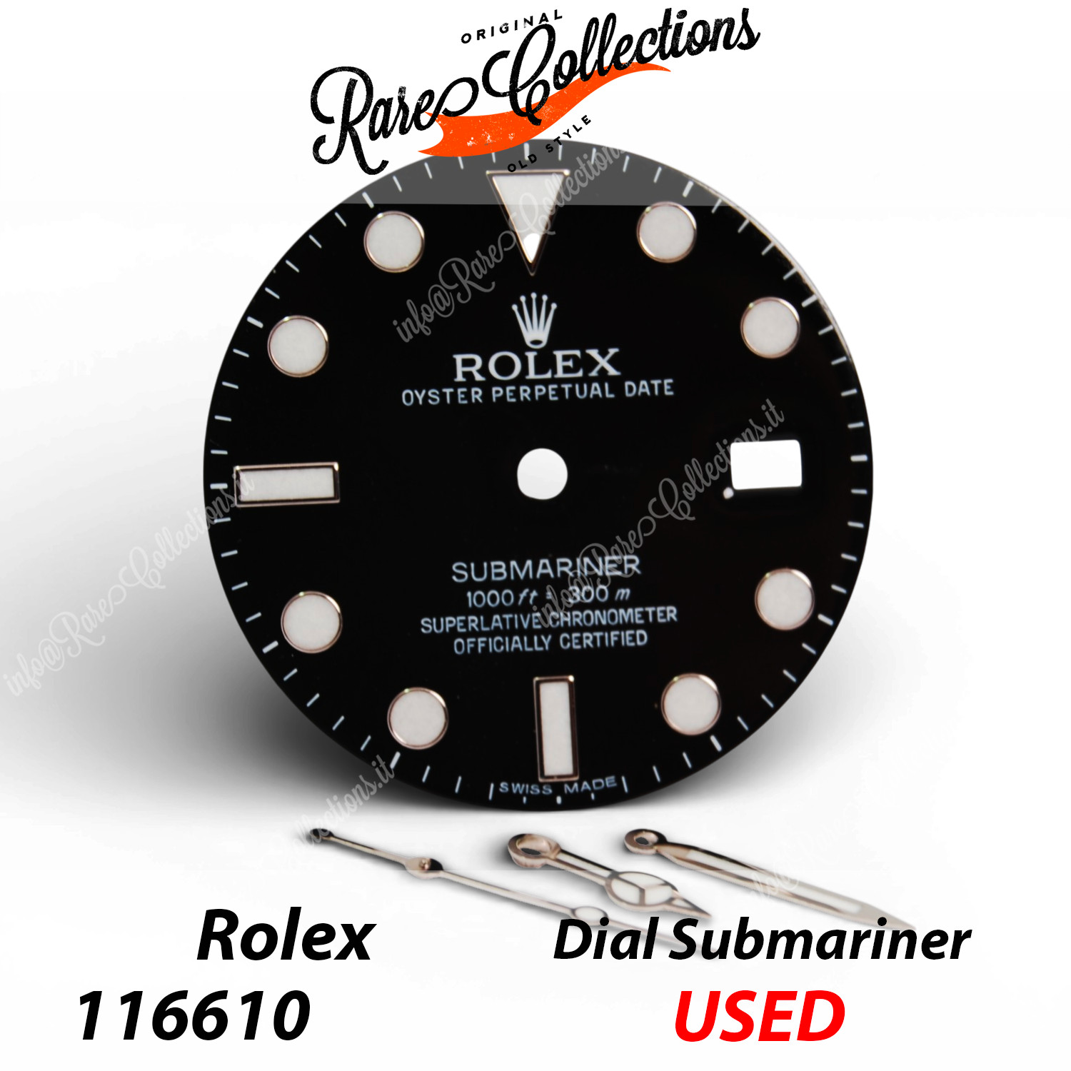 Rolex Dial 116610LN Used Dial Submariner Chromalight Black + Lancette