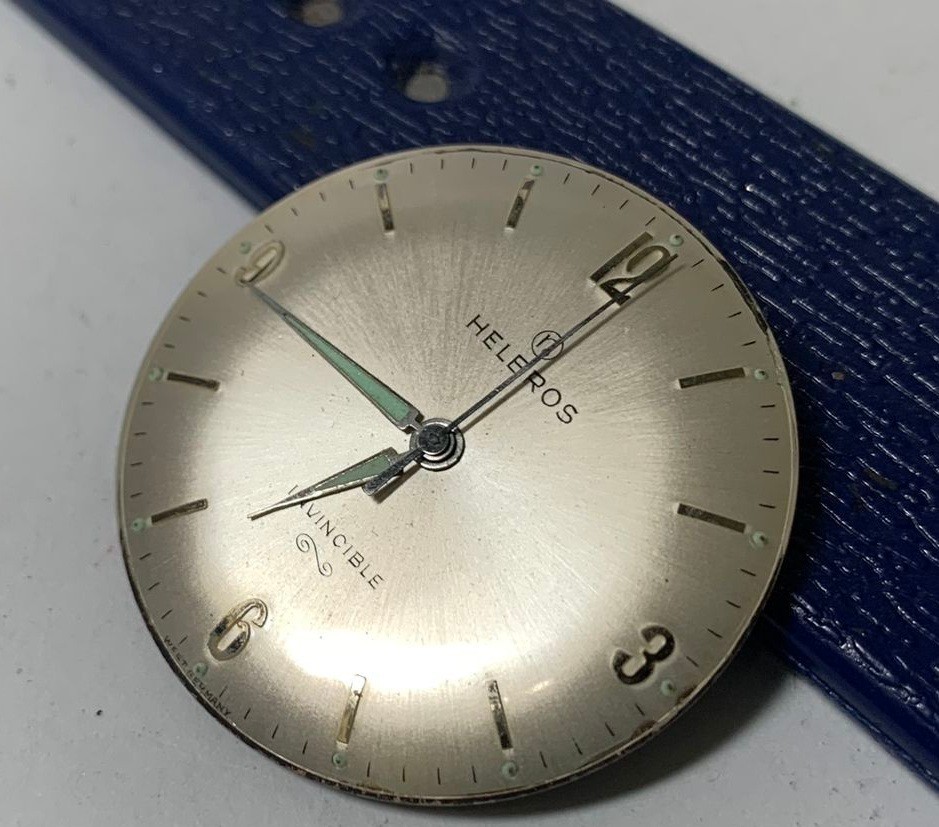 1960s Helbros Gents 17 Jewels PUW 260 Mechanical Wind Up Movt Dial Hands- Parts!