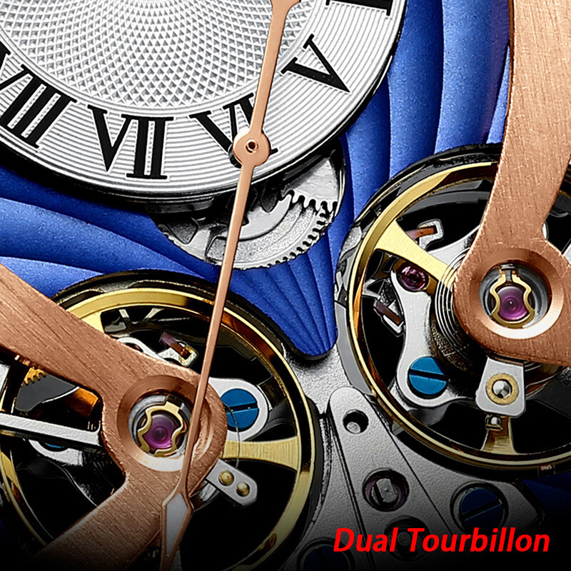AILANG Men’s Watch Hollow Dual Tourbillon Automatic Mechanical Wristwatches Gift