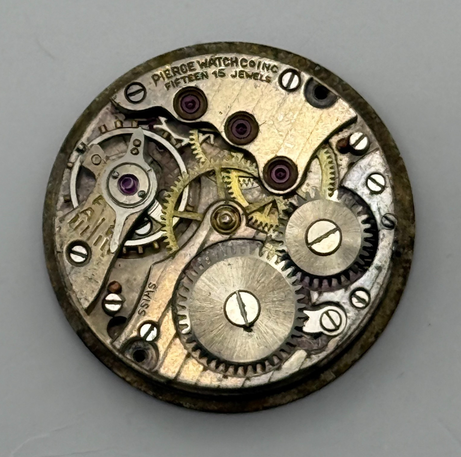 Pierce Watch Movement Swiss 15 Jewels Sub Seconds Manual Wind Parts 23.6mm