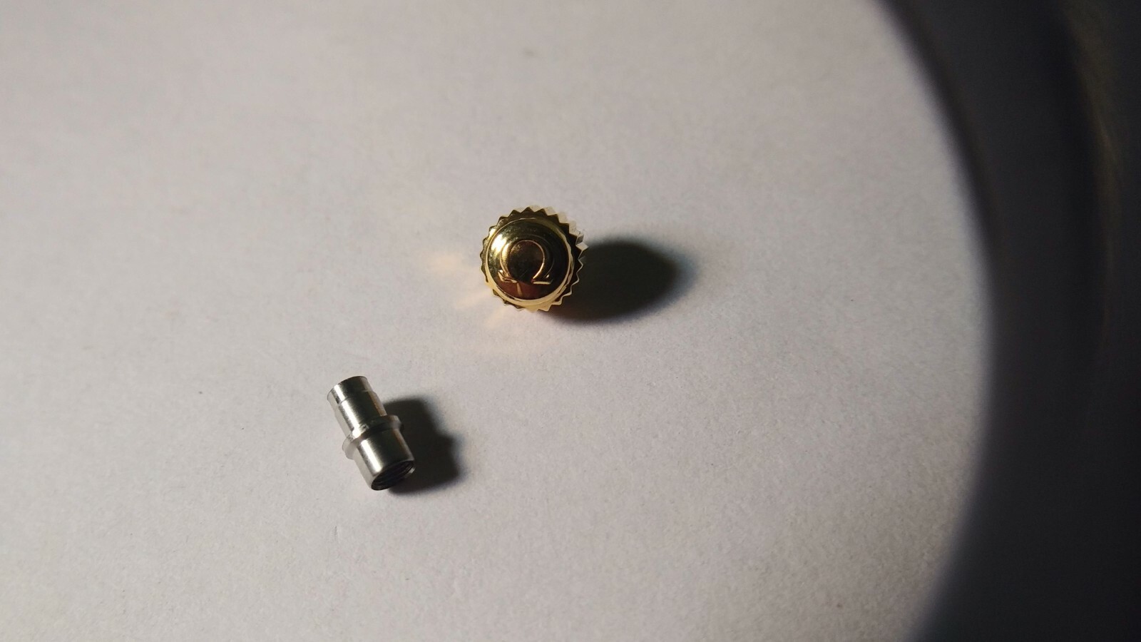 Swiss made Crown yellow (plated) 5.3mm with tube 5474Y screwdown type for repair