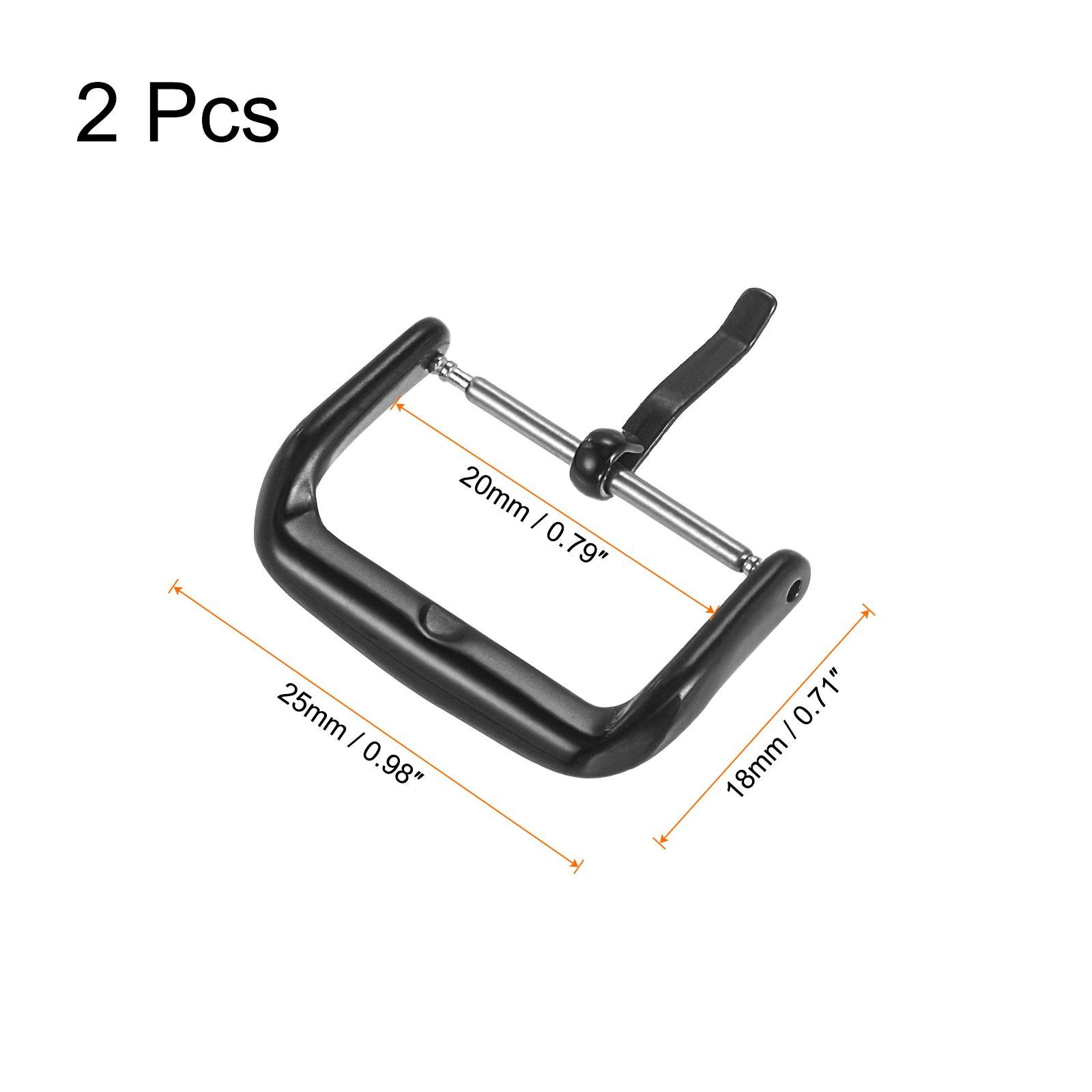 Buckle Strap Watch, 316 Polished Stainless Steel PVD Buckle, Black for 20mm 2pcs