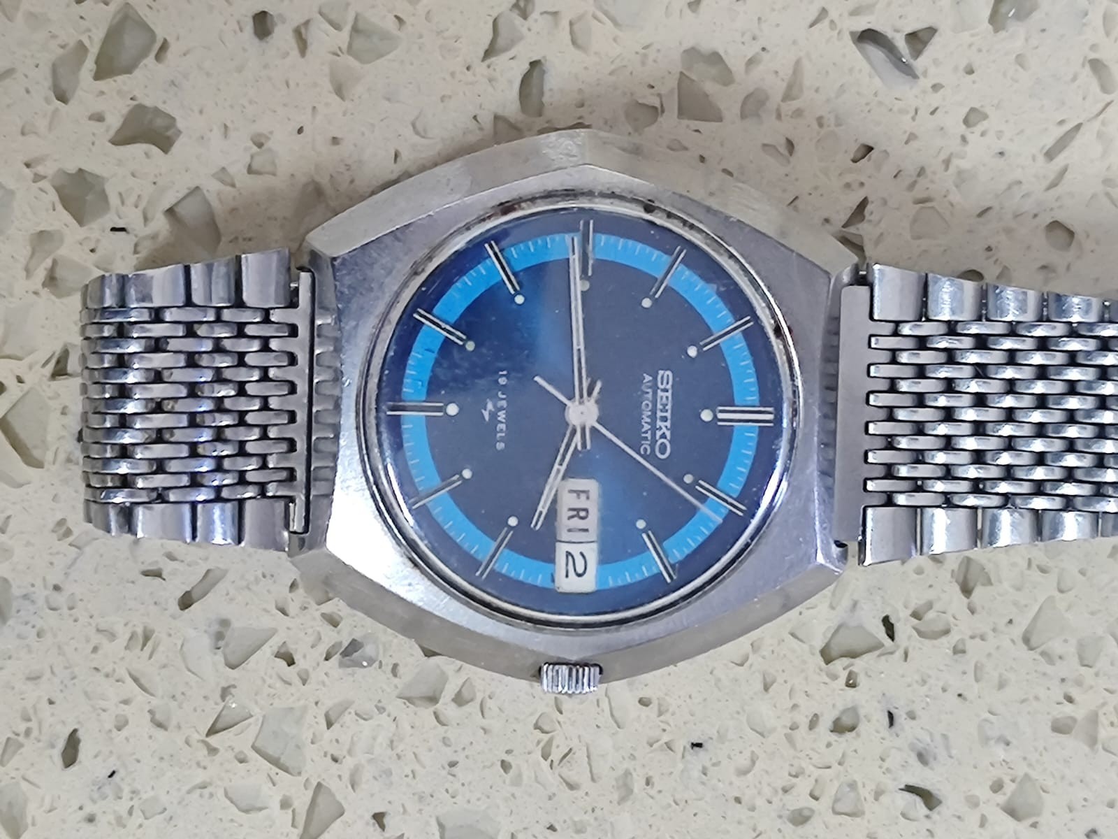 1974 Vintage SEIKO 7006-7180 Watch Blue Dial WORKING
