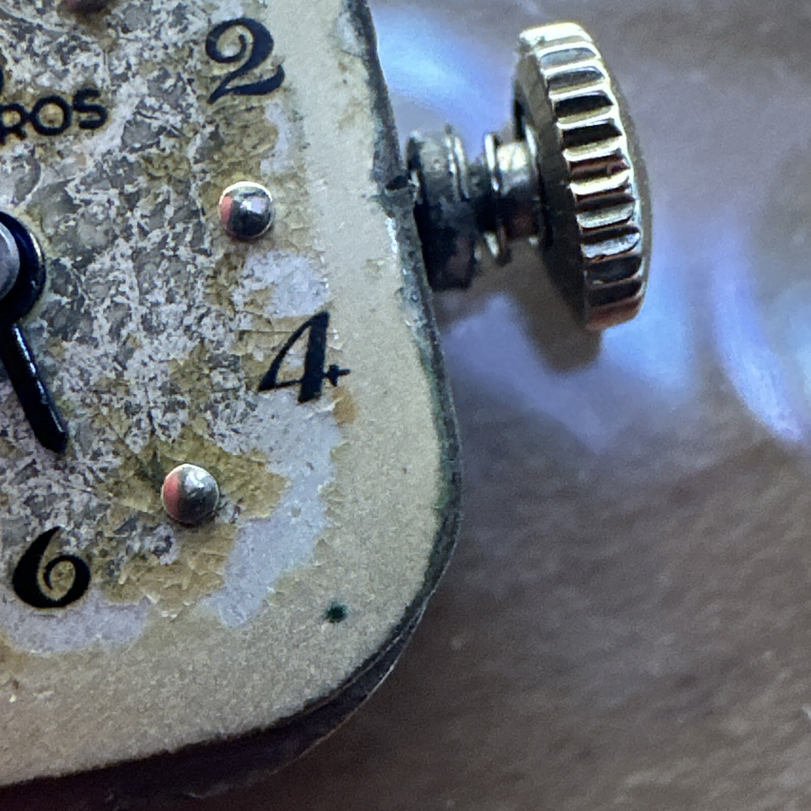 Helbros Watch Dial W/Movment 17J Grade 52 As Is H97