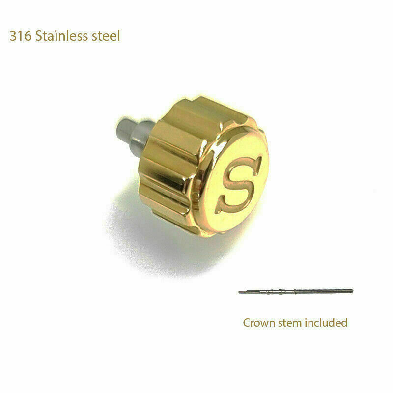 Knurled Crown SKX007/9 Stainless Steel Crown For Seiko 7s26 NH35 NH36 6R15