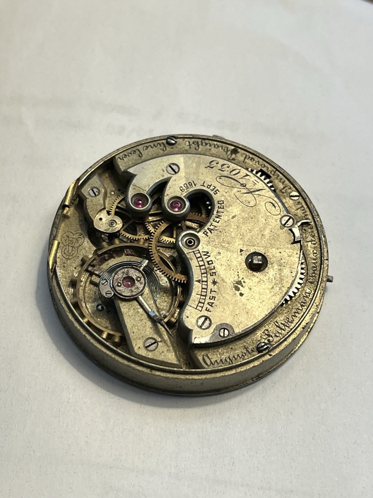 AUGUSTE SALTZMAN 45.22mm POCKET WATCH MOVEMENT RUNNING FREE SHIPPING