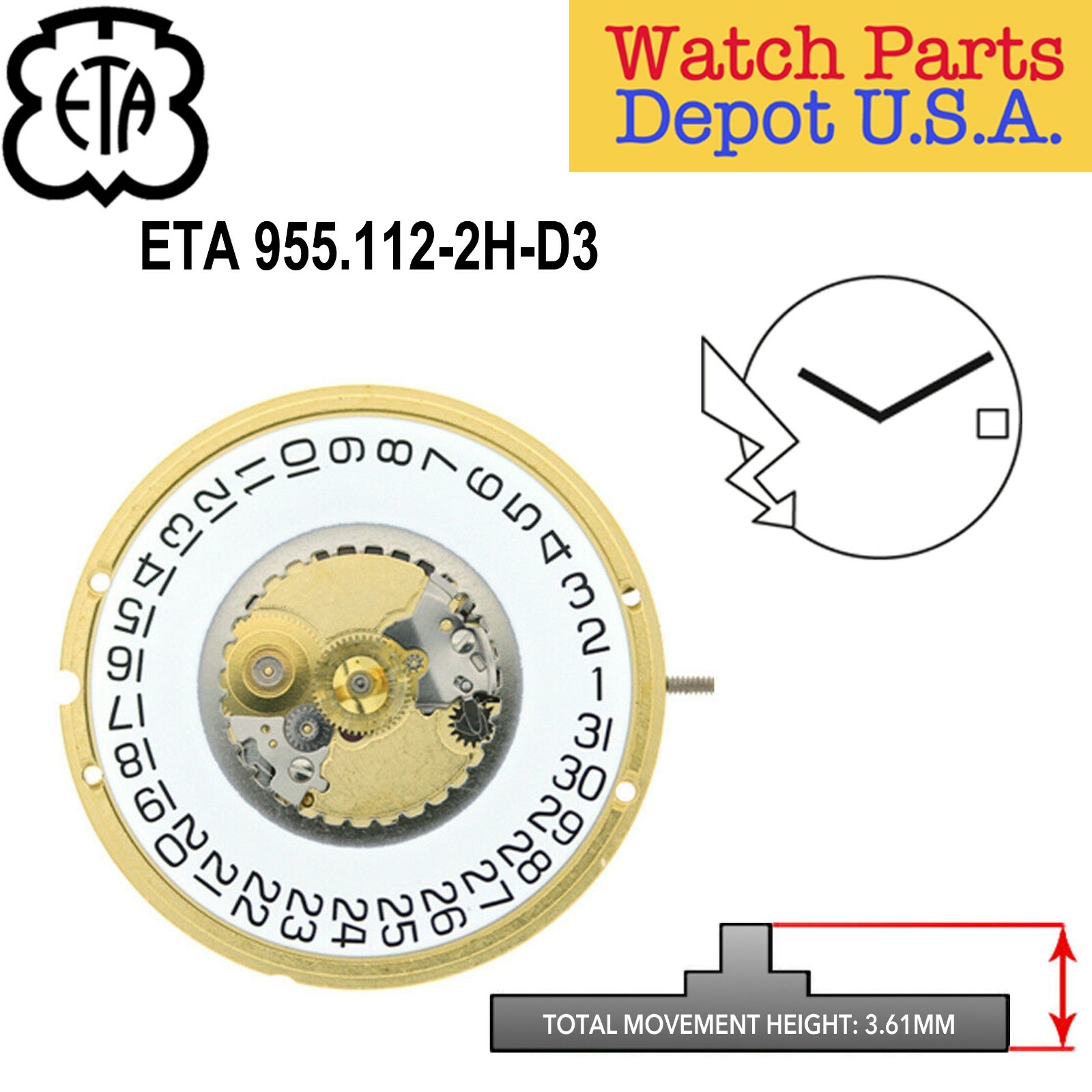 Genuine ETA 955.112 Swiss Made Quartz Movement, (Multiple Variations) – NEW!