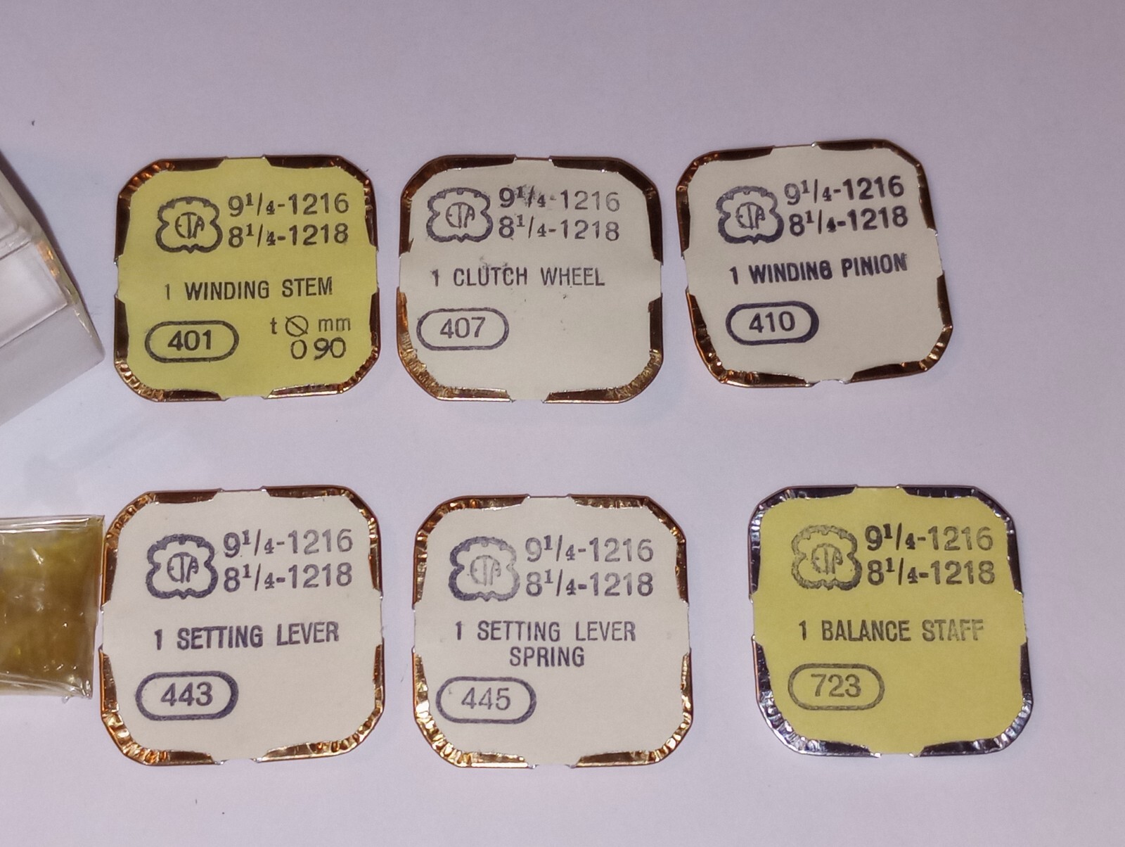 ETA 9-1/4-1216 / 8-1/4-1218 Part #’s 401, 407, 410, 443, 445, 723 NOS (locHC2)