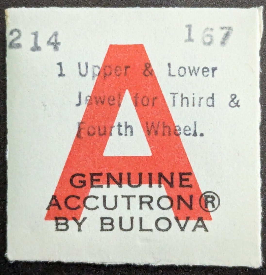 NOS Genuine Bulova Accutron 214 Part #167 Upper & Lower 3rd & 4th Wheel Jewel