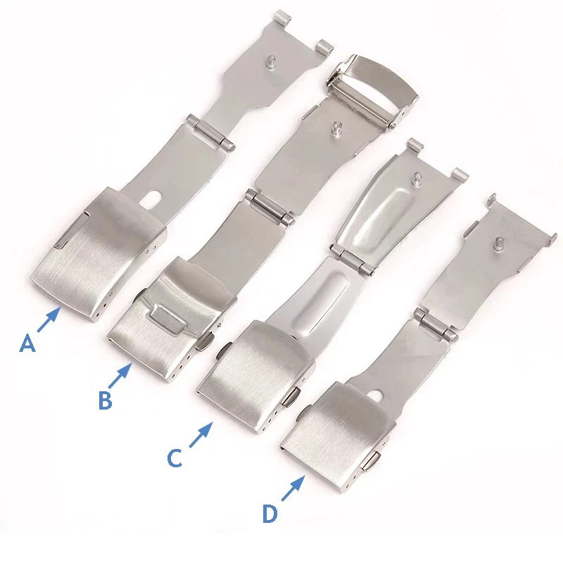 Steel Watch Buckle for Universal Watch Band Silver Double Safety Clasp Stainless
