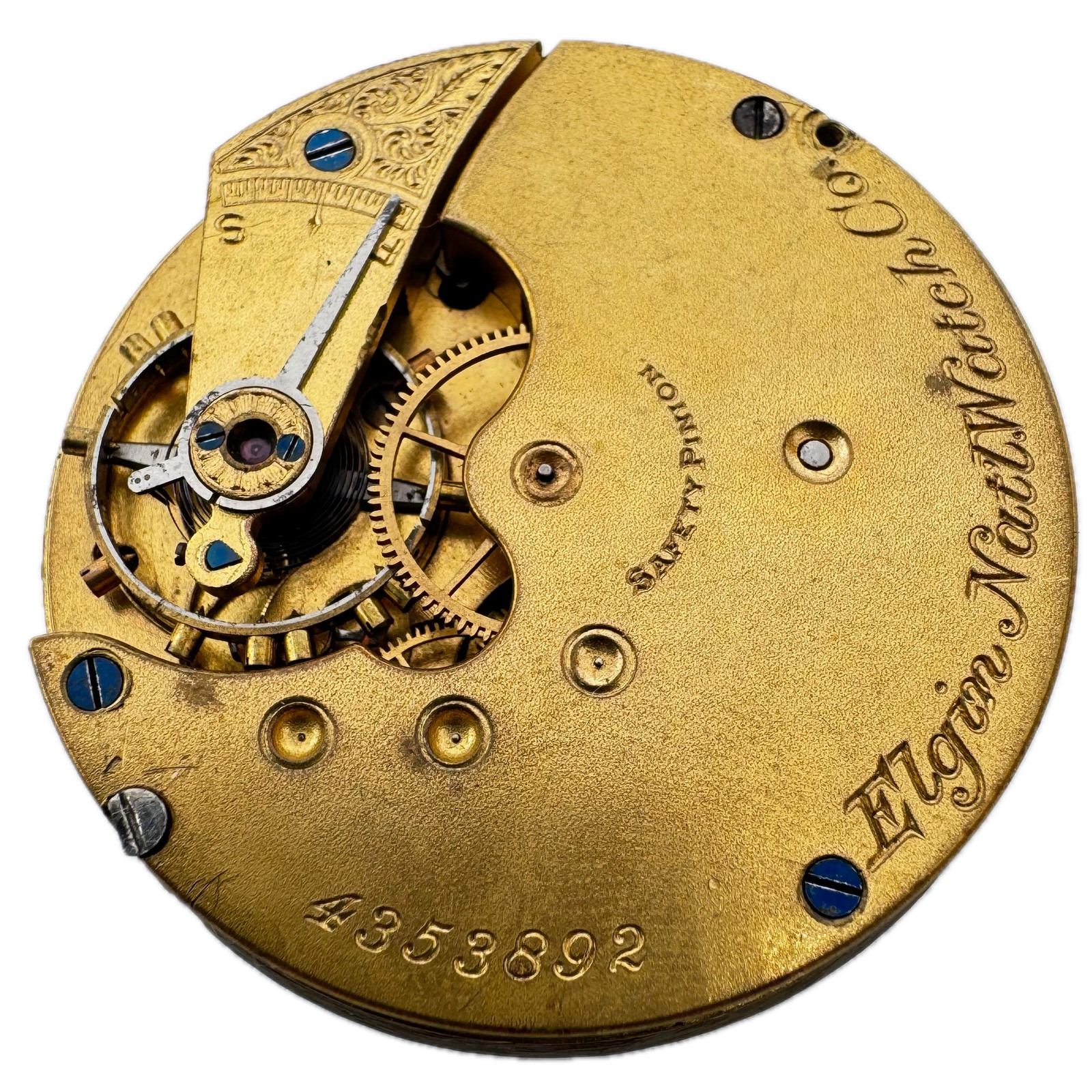 Antique 16s 1891 Elgin 7J Mechanical Pocket Watch Movement 104 USA Gilt Finish