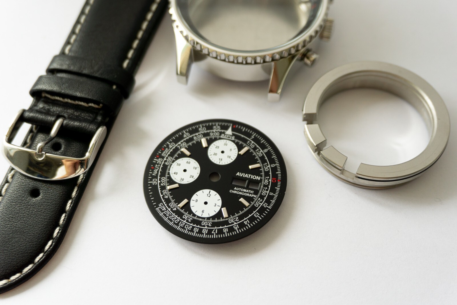 Aviation Chronograph ETA Valjoux 7750 Case Watch Kit / Kit DIY Watch Case