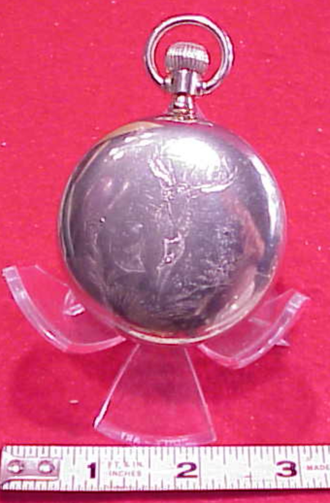 Vintage 18s 56MM DEER ENGRAVED NICKEL SILVER Pocket Watch CASE STEM/LEVER SET