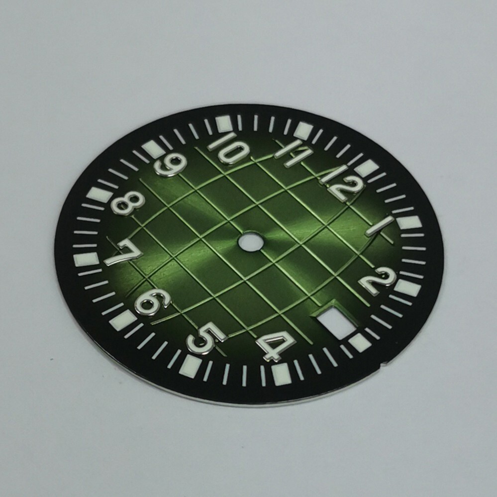 32mm black blue green purple watch dial hand luminous dial fit NH35/36 movement
