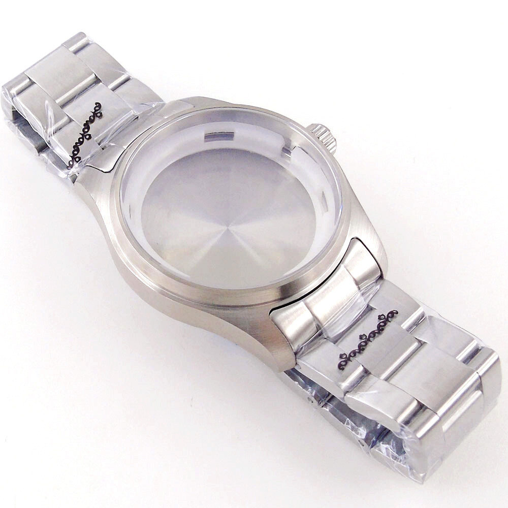 39mm Solid Steel Sapphire Glass Watch Case Bracelet Fit NH34 NH35 NH36 ETA 2824