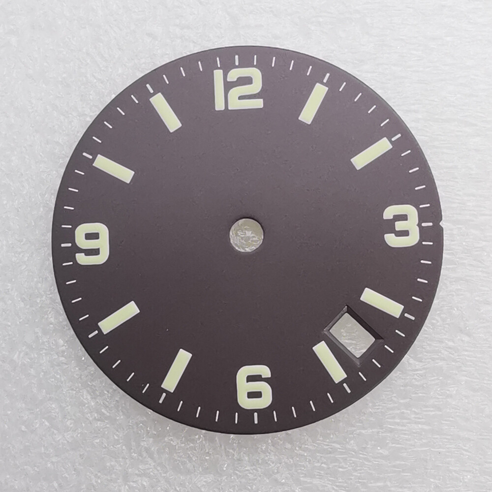28.5mm luminous black blue gray 4 o’clock calendar watch dial fit NH35 movement