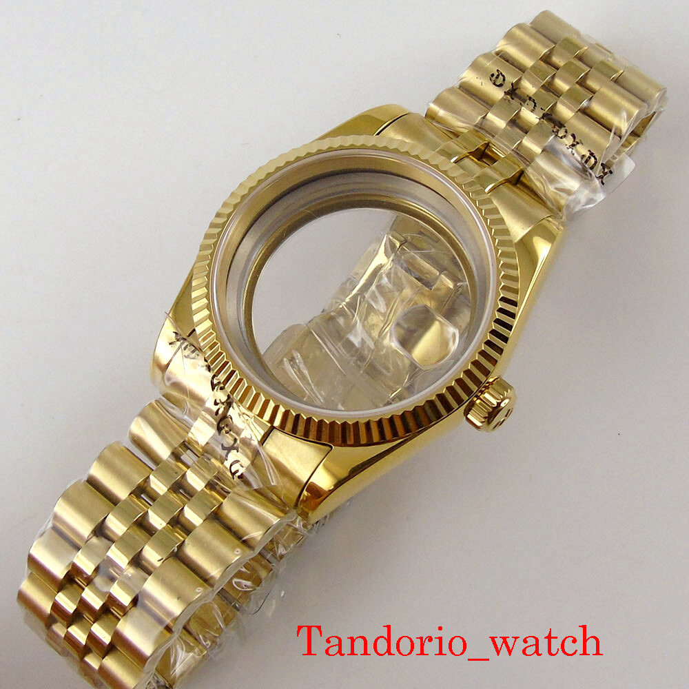 36mm Men Watch Case Gold Coated Fit MIYOTA 8215 ETA 2836 Automatic Movement