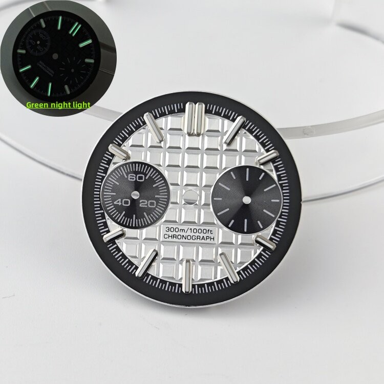 30mm Farmhouse Oak Watch Dial Green Luminous for VK64 Movement Parts Waterproof