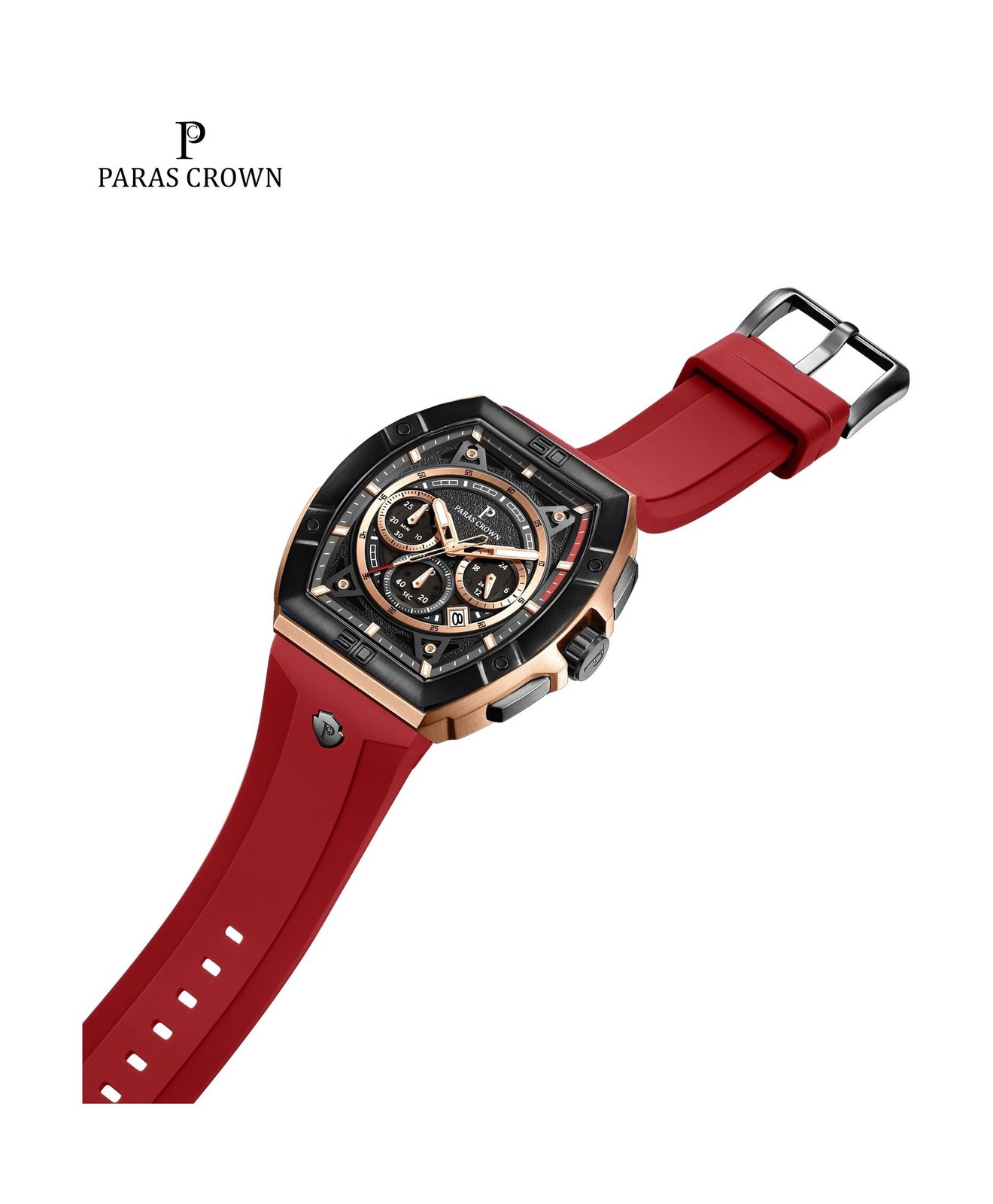 Paras Crown Watches for Men Tonneau 5ATM Waterproof Quartz Luxury Chronograph…