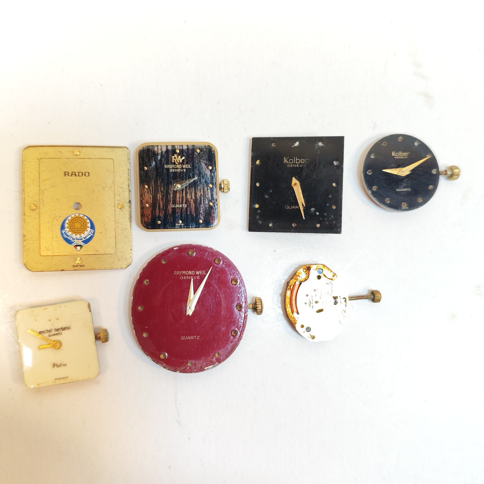 7 VINTAGE SMALL WOMEN’S WATCH DIALS LOT FOR PARTS NONE WORKING